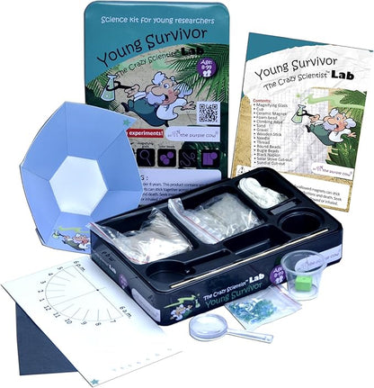 The Purple Cow - Young Survivor, Science Kits for Kids from The Famous Crazy Scientist Lab - Survival Skill Box. Kids Science Kits. STEM Educational Games for Kids, Young Survivor Skills, 191