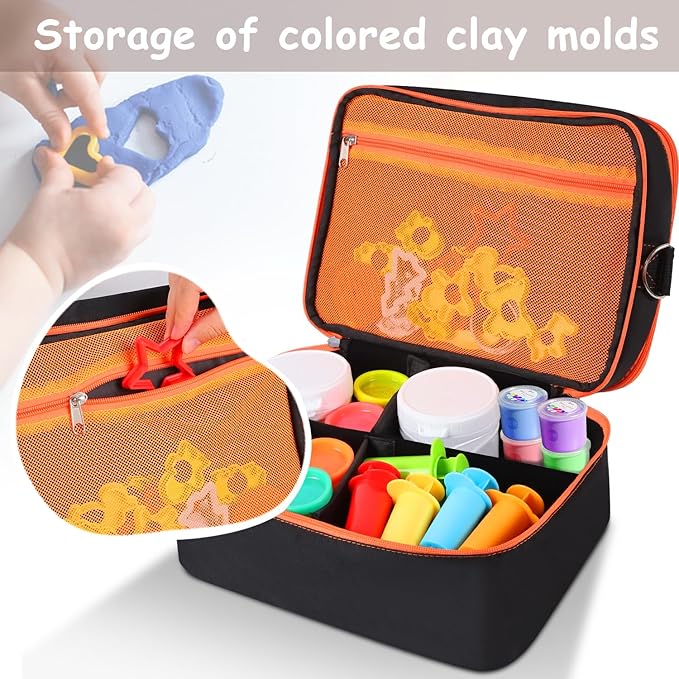 Hard Travel Case for Modeling Compound, Carrying Case for Playdough Set Portable Playdough Storage Organizer Container for Dough Art Clay Tool Kit, Bag Only