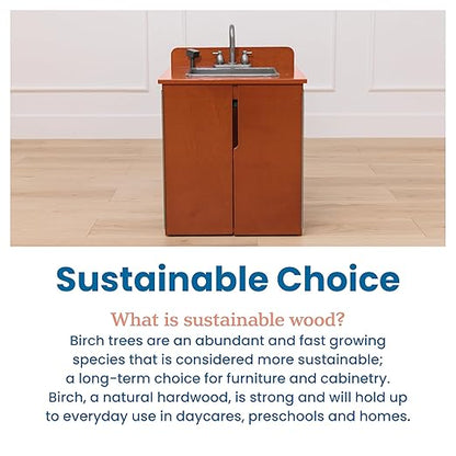 ECR4Kids Play Kitchen Sink, Wooden Playset, Dark Walnut