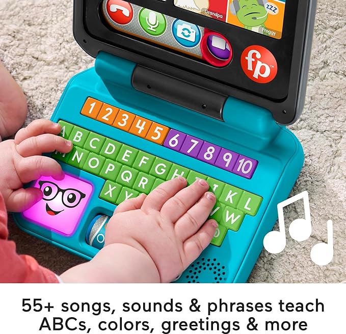 Fisher-Price Baby & Toddler Toy Laugh & Learn Let’s Connect Laptop Pretend Computer with Smart Stages for Infants Ages 6+ Months