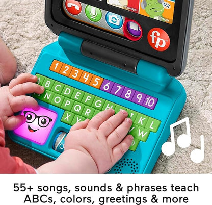 Fisher-Price Baby & Toddler Toy Laugh & Learn Let’s Connect Laptop Pretend Computer with Smart Stages for Infants Ages 6+ Months