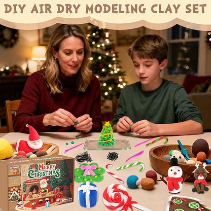 Christmas Air Dry Modeling Clay Kids, DIY Polymer Clay Kit Ultra Light & Soft, Creatibles Play Dough Set Best Christmas Arts and Crafts Gifts for Kids Boys Girls Beginners