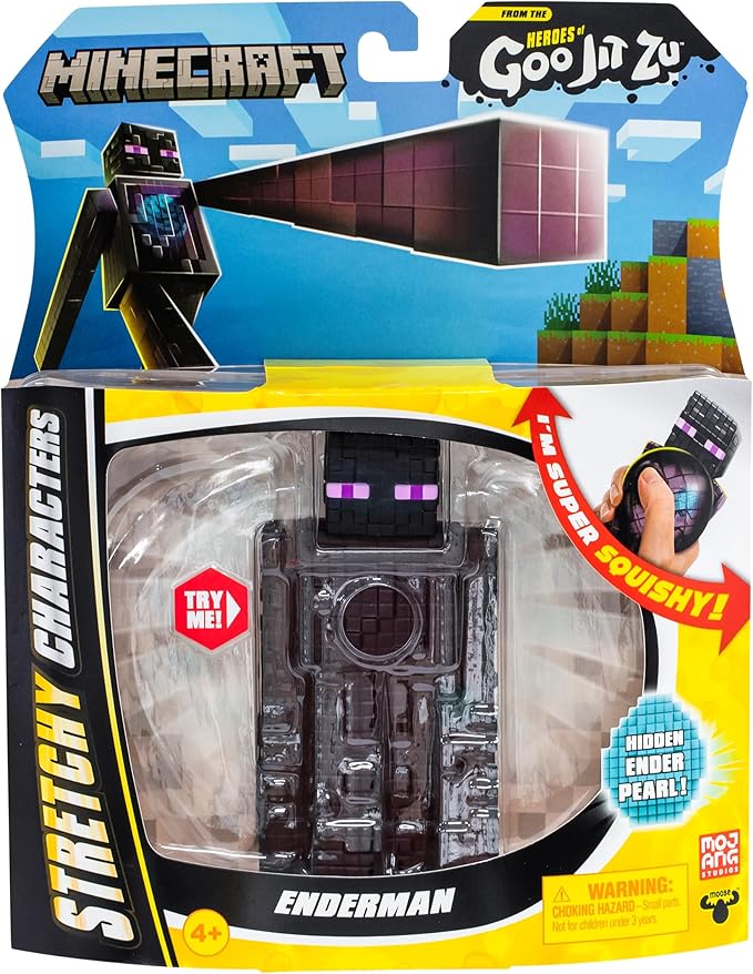 Heroes of Goo Jit Zu Minecraft Stretchy Characters, Collect Enderman with Ender Pearl, Unique Goo Fillings with Hidden Pieces Inside, Stretch Them Up to 3 Times Their Size