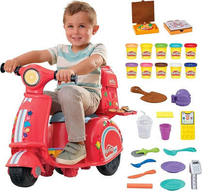 Play-Doh Pizza Delivery Scooter Playset, Large Ride-On Play Food Preschool Toys, Toy Pizza Set for Kids, Arts & Crafts for Boys & Girls, Ages 3+