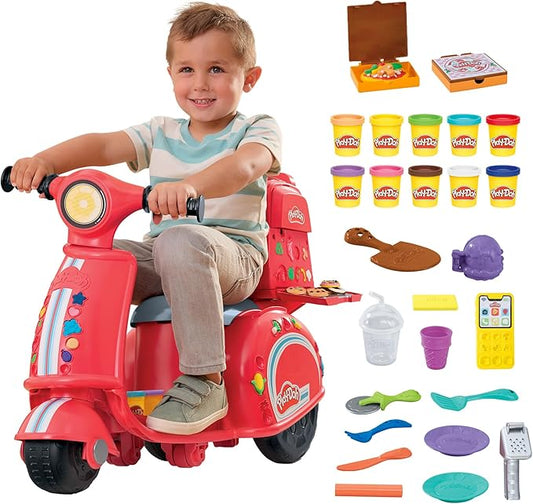 Play-Doh Pizza Delivery Scooter Playset, Large Ride-On Play Food Preschool Toys, Toy Pizza Set for Kids, Arts & Crafts for Boys & Girls, Ages 3+