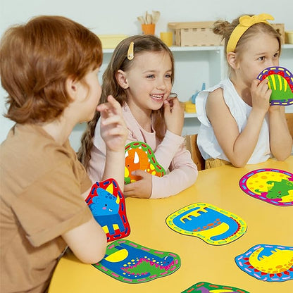 9 Pieces Kids Lacing Cards, Double Sided Sewing Cards in 9 Dinosaurs with 9 Colorful Laces, Imagination Development Lacing Toys Games for Children Educational and Learning Activity