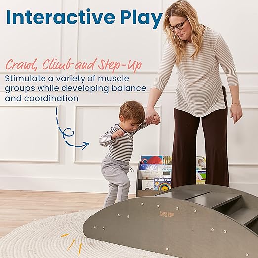 ECR4Kids Rocking Boat and Steps, Play Center, Grey Wash