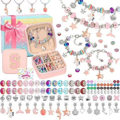 LifeisLuck Girls Charm Bracelet Making Kit with Jewelry Case for Kids Charm Pendant Bracelet Kit Jewelry Making DIY Art & Craft Kit for Kids Age 8-12 Birthday Gifts Valentine Christmas