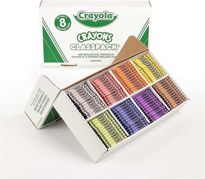 Crayola Crayon Classpack, 800 Count, Bulk School Supplies For Teachers, Large Crayon Box, 8 Colors