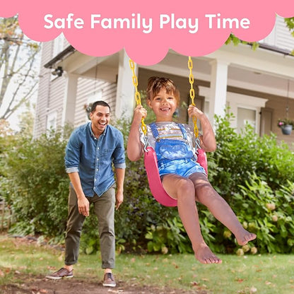 TURFEE Swings for Outdoor Swing Set -SwingSeat Replacement Kits with Heavy Duty Chains - Backyard Swingset Playground Accessories for Kids (Pink)