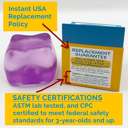 Premium Big Block Squeez'M Cube – 35% Larger Than The Standard Squishy Cube, Toy for Kids & Adults - Sensory Fidget for Stress Relief, Focus & Play – Colorful, Durable, Gift-Ready – ASTM Certified 3+