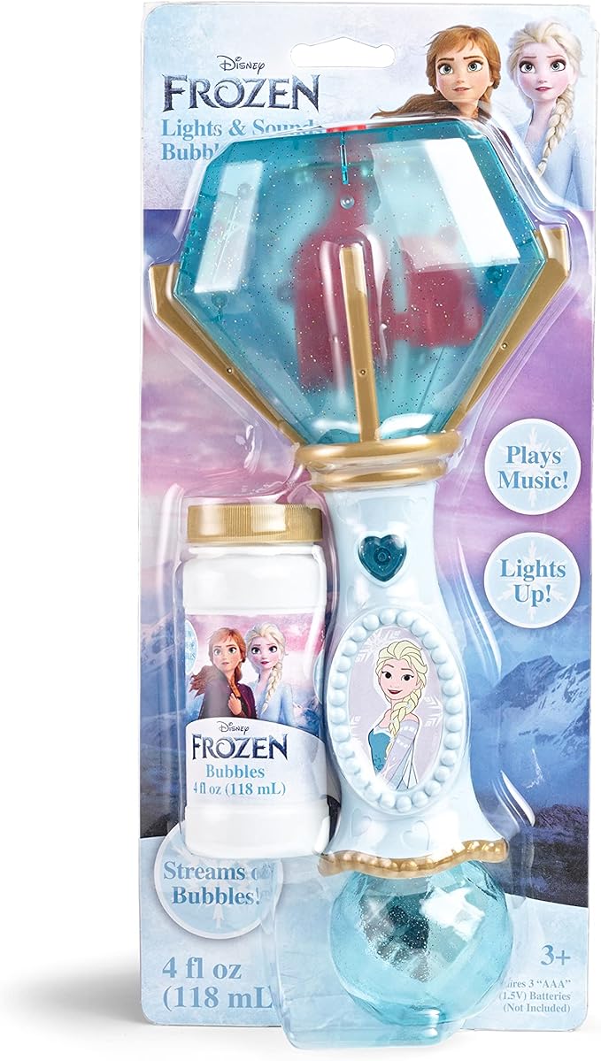 Little Kids Disney Frozen Elsa Light and Sound Musical Bubble Wand, Includes Bubble Solution (20513)