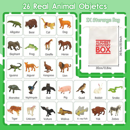 Alphabet Learning Toys for Toddlers, 104 Flash Cards and 26 Animal Objects, Uppercase Lowercase ABC Matching Color Sorting Game, Montessori Preschool Educational Learning Toys for Kids 3 4 5 Year Old