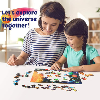 SYNARRY 100 Piece Puzzles for Kids, Space Puzzle for Kids Ages 4-8 Solar System Puzzle for Kids 3-5, 100 Pieces Puzzles for 3 4 5 6 7 8 Year Olds Boys Girls Childrens, Fun Planet Puzzle with Names
