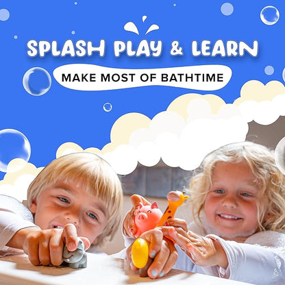 SplashEZ Bath Toys for Kids Ages 4-8, Kids Bath Toys for Boys, Mold Free Animals XL Bathtub Water Set for Children, Soft Durable, No Mold for Water Tub & Pool, Ages 0-1-3-4-5-6-8