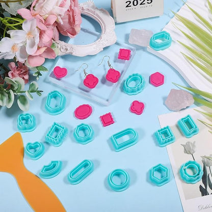 ORIGACH 15 Pcs Frame Polymer Clay Cutters，Vintage Frame Design Clay Cutters for Polymer Clay Jewelry Earrings with a Clear Storage Box