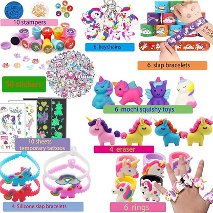 102Pcs Unicorns Party Favors for Kids Girls 3-4-8-12, Birthday Gift, Small Bulk Toys Treasure Box Toys for Classroom Reward Carnival Prizes, Easter Goodie Bag Stuffers Pinata Fillers