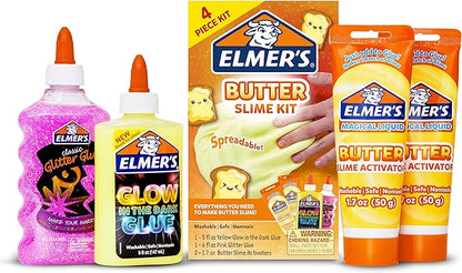 Elmer’s Butter Slime Kit, Includes Elmer’s Glow in the Dark Glue, Elmer’s Glitter Glue, Elmer’s Butter Slime Activator, 4 Count