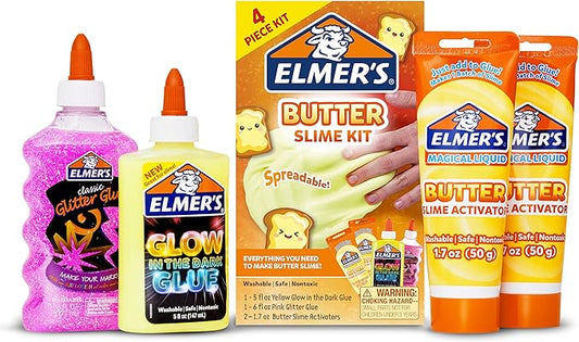 Elmer’s Butter Slime Kit, Includes Elmer’s Glow in the Dark Glue, Elmer’s Glitter Glue, Elmer’s Butter Slime Activator, 4 Count