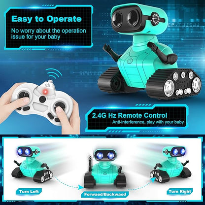 Hamourd Robot Toys - Kids Toys Rechargeable RC Robots, Remote Control Toy with Auto-Demonstration, Flexible Head & Arms, Dance Moves, Music, Shining LED Eyes, Girls Boys Toys Birthday
