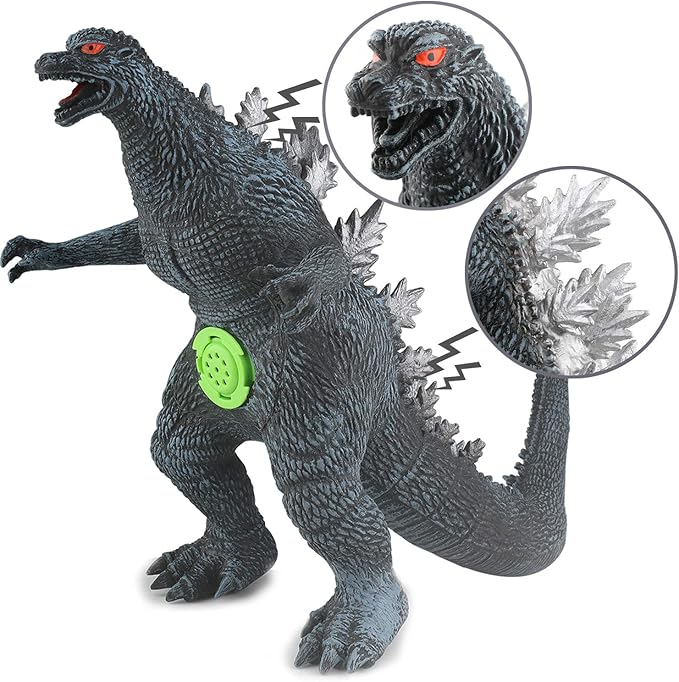 18''X12''X7'' Standing Dinosaur Model Action Figures Soft Touch Vinyl Plastic Dino Toy for Kids Boys (Grey with Sound)