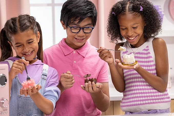 Goliath Tasty Tinies Bake Shop Strawberry Cake Mix Kit with Unicorn Tracks Sprinkles & Vanilla Frosting Mix | Bake & Decorate 2 Real Mini Cakes | Includes Mini Tools & Ingredients | Ages 6+