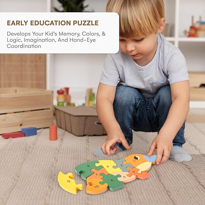 Childlike Behavior Wooden Puzzles for Toddlers 1-3 - Baby Puzzles - Multi Wood Animals Puzzle for Children - Educational Trolls Puzzles - Kid Kraft Wooden Animal Puzzle for Learning