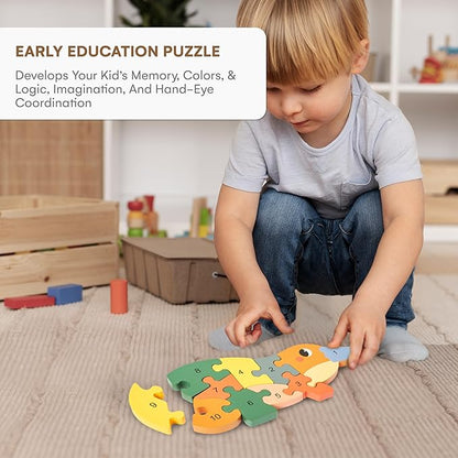 Childlike Behavior Wooden Puzzles for Toddlers 1-3 - Baby Puzzles - Multi Wood Animals Puzzle for Children - Educational Trolls Puzzles - Kid Kraft Wooden Animal Puzzle for Learning