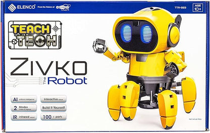 Elenco Teach Tech “Zivko The Robot”, Interactive A/I Capable Robot with Infrared Sensor, STEM Learning Toys for Kids 10+, includes Assembly Parts