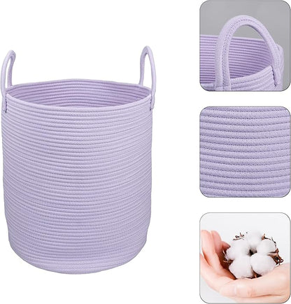 XUANGUO Rope Laundry Basket Hamper for Clothes Woven Storage Basket for Living Room Bedroom Boho Tall Rope Baskets for Blanket Toys Pillow Towels Baby Nursery Hamper Bin Large purple or lavender