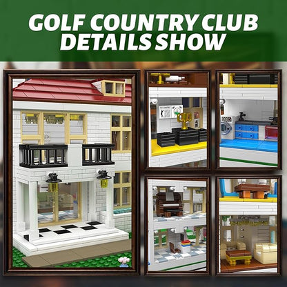 Golf Country Club Toy Building Set for Adults Compatible with Lego Golf - Architecture Building House Collection Kit 1860 Pcs for Adults & Teen & Golf Lovers, Easter Gift