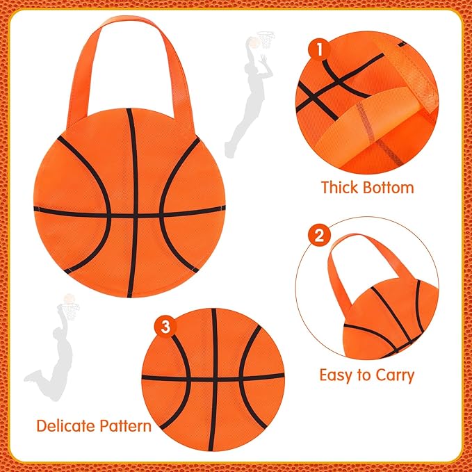 Aoriher 158 Pcs Basketball Party Favors Set Bulk Sport Non Woven Gift Bags Slap Bracelets Mini Bouncy Balls Toy Whistle Keychains Sticker Stampers for Sport Party Supplies(Basketball)