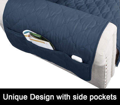 CHHKON Waterproof Nonslip Recliner Cover Stay in Place, Dog Couch Chair Cover Furniture Protector, Ideal Loveseat Slipcovers for Pets and Kids (Blue, 30'')