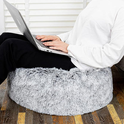 Asuprui Round Pouf Ottoman Stuffed Floor Foot Stool Floor Chair for Living Room Bedroom Modern Foam Foot Rest for Couch 20 in Diameter x 12 Inches Height Ottoman Foot Rest Snow Gray Pouf with Filler