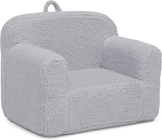 Delta Children Cozee Sherpa Chair, Reading, Arm Rest|Cushion Availability, Grey