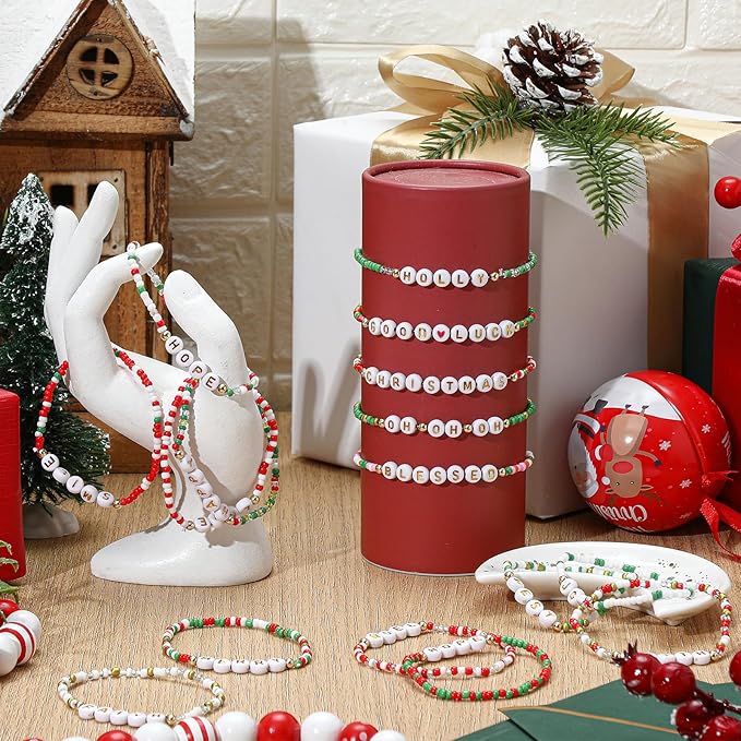 48 Pcs Colorful Kids Friendship Bracelet Set Adjustable Beads Bracelets Cute Friendship Princess Pretend Play Bracelet Stretch Beaded Bracelet Preppy Bracelets Set for Girls Women (Delicate)