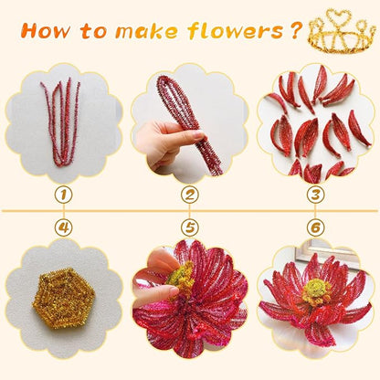 Pipe Cleaners Craft, 100Pcs Pipe Cleaners Supplies for Home DIY Handmade Arts, Glitter Pipe Cleaners for Festivals DIY Decorations/Glitter Gold