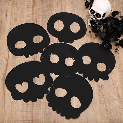 48pcs Halloween Scratch Mask, Skull Magic Scratch Paper Art Masks Set Funny Paper Art Craft Kit Halloween Party Favor Supplies for Kids