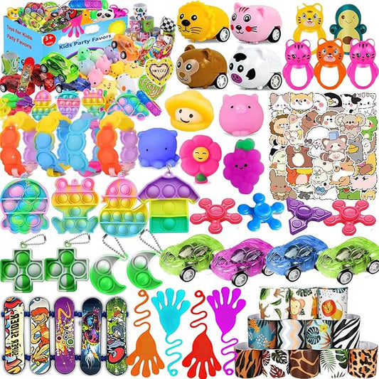 109 Pcs Party Favors for Kids 4-8 8-12, Pop Fidget Toys, Treasure Box Toys for Classroom, Pinata Filler, Goodie Bag Stuffers, Prize Box toys for Kids, Treasure Chest, Classroom Prizes