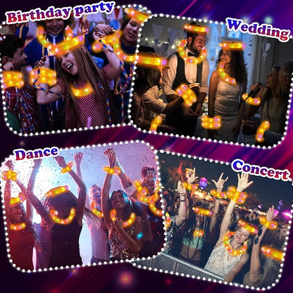 Light Up Glow Necklaces Bracelets Party Favors Accessories for Toddlers,12 PCS Orange Glow Sticks Valentines Day Pop Tubes for Toddlers,Glow Birthday Wedding Mardi Gras Party Supplies for Boys Girls