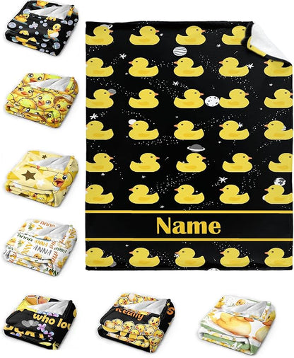 Custom Name Ruddy Duck Adult duck Blanket Kids Funny Blanket Suitable for Bedroom Living Room bed sofa Crib Couch Chair outdoor All Season Items That Yellow Duck Lovers Will Love 60"x50"for Teens