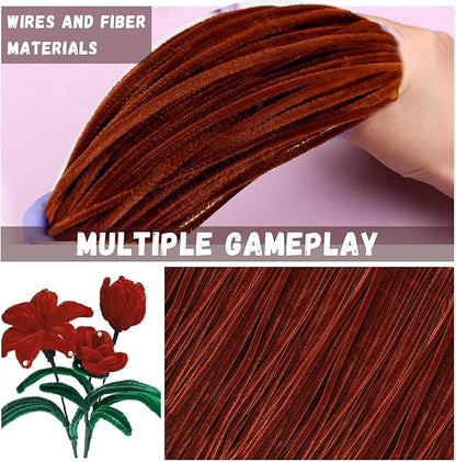 Brown Pipe Cleaners,Art Supplies,200pcs Chenille Stem, Solid Color Pipe Cleaners Set for Pipe Cleaners DIY Art Creative Crafts and Decorations,limpia Pipas,Pipe Cleaner Crafts,Craft Supplies,Crafts