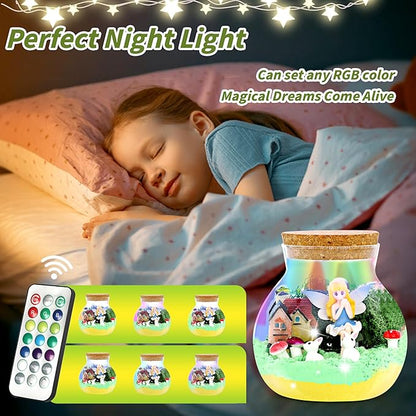 Fairy Terrarium Crafts Kit for Girls - Make Your OWN Unicorn Night Light with 16 Modes LED Remote - Unicorn Birthday Gifts Toys for Girls Ages 5 6 7 8 9 10 Year Old - Best Christmas Gifts for Girls