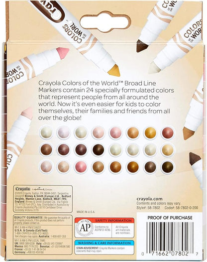 Crayola Colors of the World Markers - 6 Pack (24ct), Bulk Skin Tone Marker Set for Kids, Art Marker, Classroom Must Have, Ages 3+