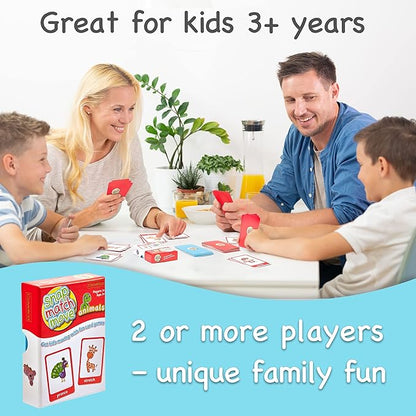 Animal Movement Cards - Active Games for Toddlers & Kids, Play Snap, Matching & Go Fish with Animal Cards, Animal Memory Matching Game Flash Cards, Recess Equipment & PE Equipment