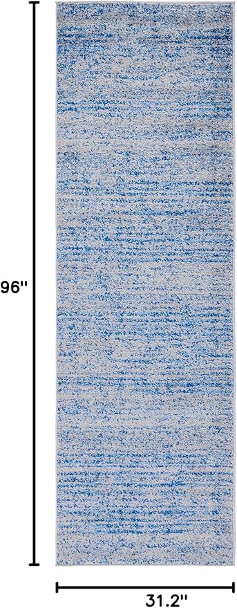 SAFAVIEH Adirondack Collection Runner Rug - 2'6" x 8', Blue & Silver, Modern Abstract Design, Non-Shedding & Easy Care, Ideal for High Traffic Areas in Living Room, Bedroom (ADR117D)