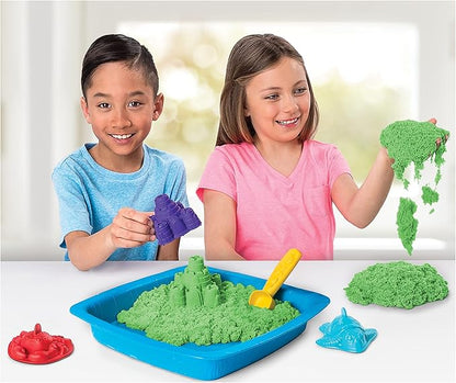 Kinetic Sand, Sandbox Playset with 1lb of Green and 3 Molds, for Ages 3 and up