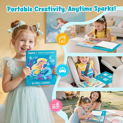 JoyCat Paint with Water Coloring Books for Toddlers, Watercolor Painting Sets for Kids Ages 3-5 4-8, Arts and Crafts Drawing Activities Toy Birthday Gifts for Boys Girls (Ocean Princess)