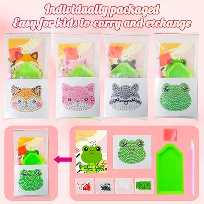 Shemira 24 Pack Valentine's Day Cards for Kids with 5D Diamond Art Painting Kit, Valentines Gift for Kids Classroom, Valentine's Party Favor, School Valentine's Art Activity, Valentine's Art Craft Kit