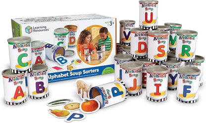 Learning Resources Alphabet Soup Sorters - 208 Pieces, Ages 3+, Early Phonics Manipulatives, ABCs, Alphabet Awareness & Recognition, Alphabet Soup Games